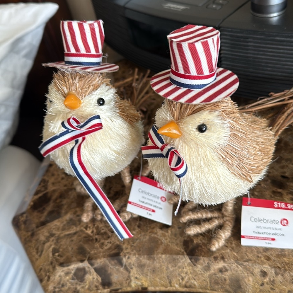 Celebrate your Fourth of July Bird Decor with Striped patriotic Hats - Picture 2 of 6